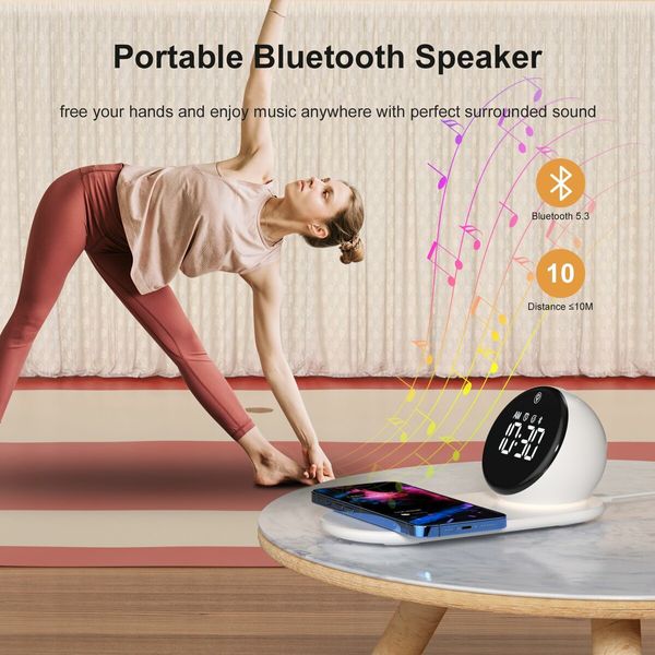 Digital LED Alarm Clock with Wireless Charging Station 3 Level Dimmer, USB Charging Port,Sleep Timer for Bedroom Desk