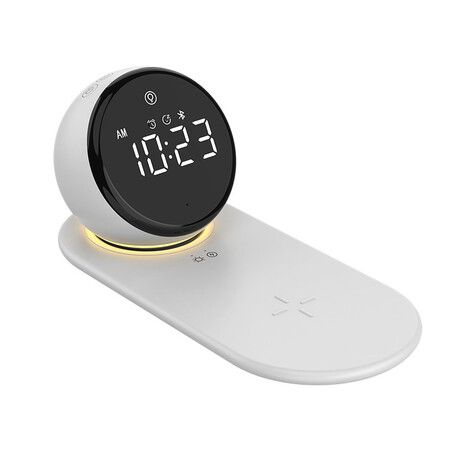 Digital LED Alarm Clock with Wireless Charging Station 3 Level Dimmer, USB Charging Port,Sleep Timer for Bedroom Desk