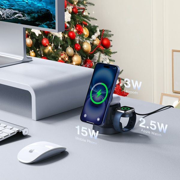 Magnetic 4 in 1 Wireless Charging Station Cube with Night Lamp for Apple iWatch Ultra, Airpods