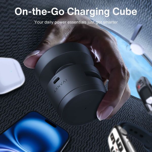 Magnetic 4 in 1 Wireless Charging Station Cube with Night Lamp for Apple iWatch Ultra, Airpods