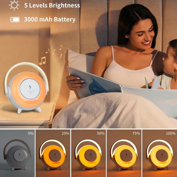 3 in 1 Wireless Bluetooth Speaker with Portable Charging,RGB Night Light and Phone Holder,Ambient Lamp