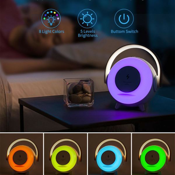 3 in 1 Wireless Bluetooth Speaker with Portable Charging,RGB Night Light and Phone Holder,Ambient Lamp