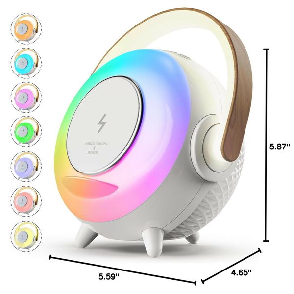 3 in 1 Wireless Bluetooth Speaker with Portable Charging,RGB Night Light and Phone Holder,Ambient Lamp