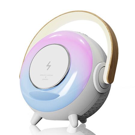 3 in 1 Wireless Bluetooth Speaker with Portable Charging,RGB Night Light and Phone Holder,Ambient Lamp