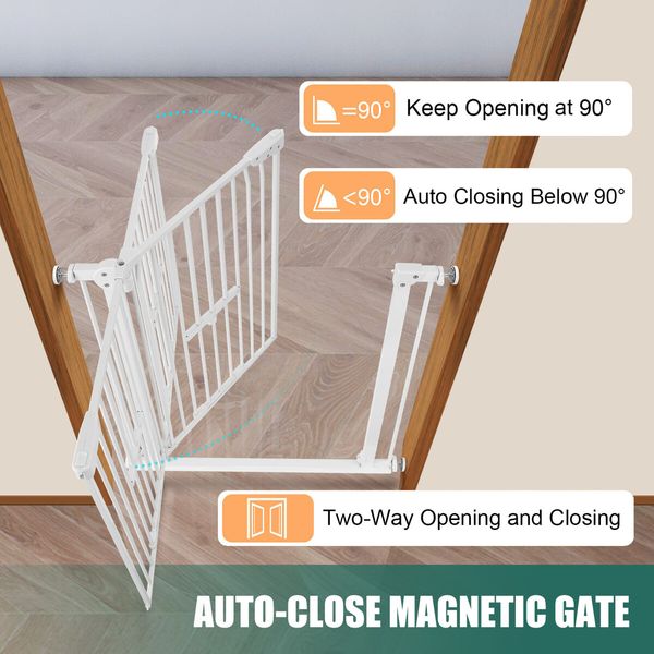 Dog Safety Gate Pet Fence Barrier Security Guard Adjustable Doorway Stairs Enclosure Low Containment System with Walk Through Cat Door 77cm Height