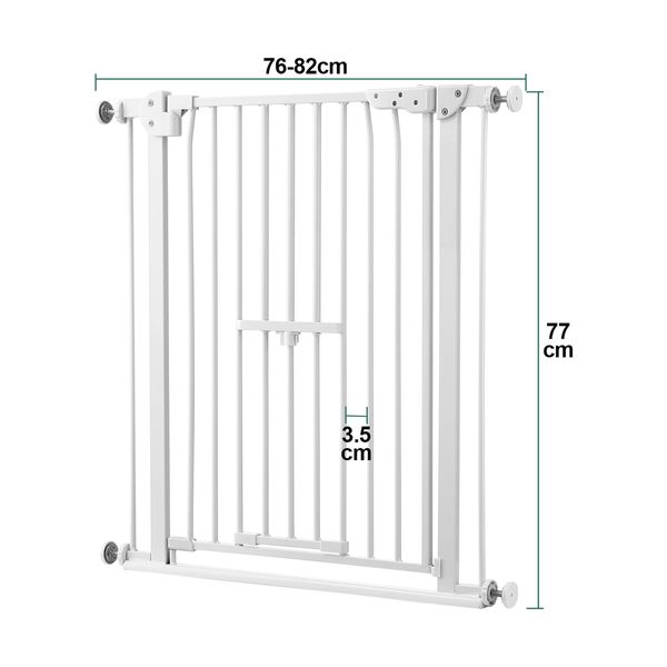 Dog Safety Gate Pet Fence Barrier Security Guard Adjustable Doorway Stairs Enclosure Low Containment System with Walk Through Cat Door 77cm Height