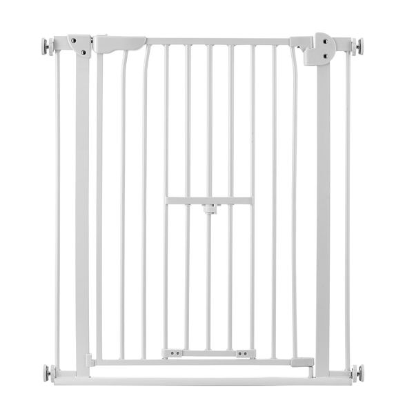 Dog Safety Gate Pet Fence Barrier Security Guard Adjustable Doorway Stairs Enclosure Low Containment System with Walk Through Cat Door 77cm Height