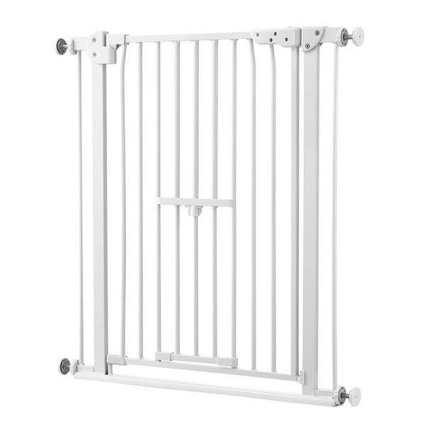 Dog Safety Gate Pet Fence Barrier Security Guard Adjustable Doorway Stairs Enclosure Low Containment System with Walk Through Cat Door 77cm Height