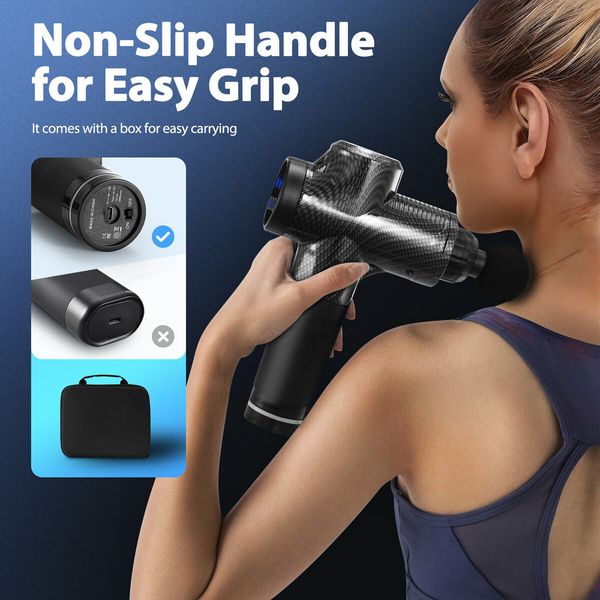 Portable Muscle Massage Gun Handheld Body Fascia Tissue 6 Heads Percussion Vibration Electric Neck Shoulder Leg Back Massager for Athletes