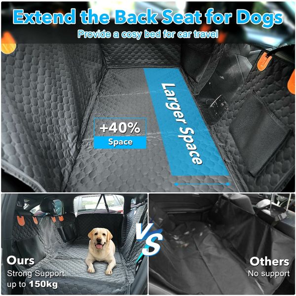 Pet Dog Car Seat Cover Cat Hammock Rear Backseat Extender Nonslip Waterproof Protector Mat Booster Travel Carrier for SUV Truck with Mesh Window