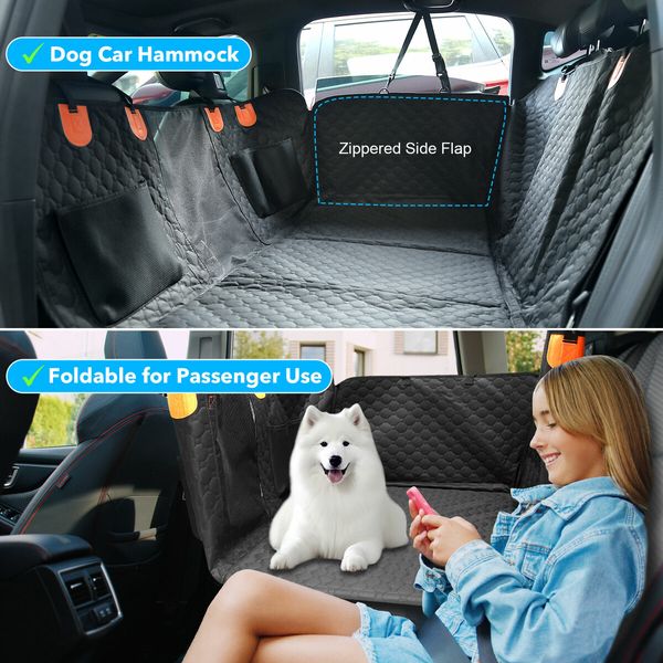 Pet Dog Car Seat Cover Cat Hammock Rear Backseat Extender Nonslip Waterproof Protector Mat Booster Travel Carrier for SUV Truck with Mesh Window