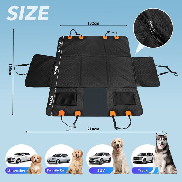 Pet Dog Car Seat Cover Cat Hammock Rear Backseat Extender Nonslip Waterproof Protector Mat Booster Travel Carrier for SUV Truck with Mesh Window