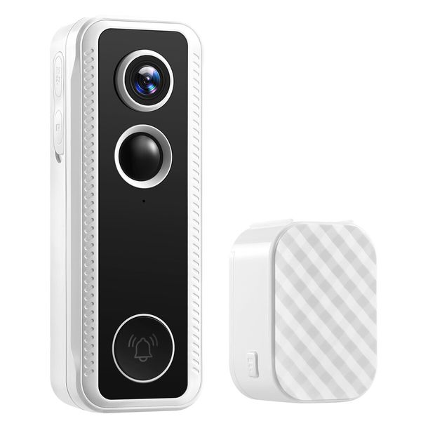 Video Doorbell Camera Smart Wireless 2K HD Security Door Bell Motion Detection Chime Night Vision Two Way Audio Cloud Storage Rechargeable Battery