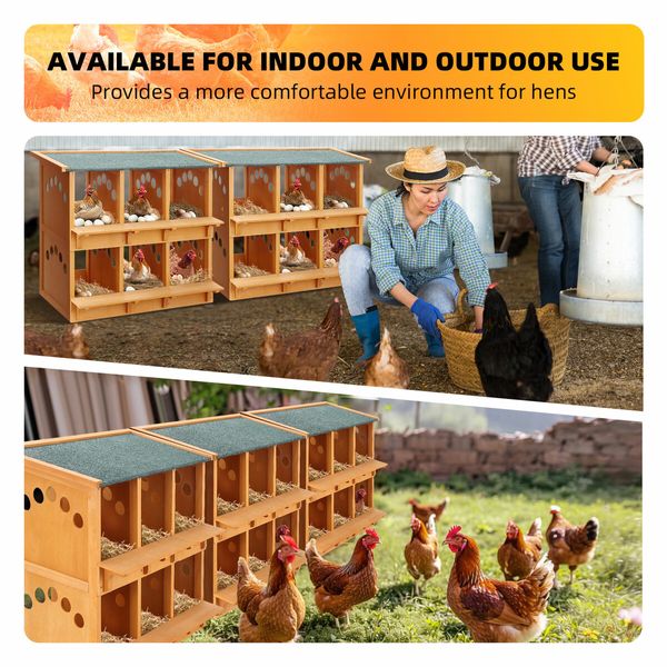 2 Layer Wood Chicken Nesting Box 6 Hole Chook Hen Laying Boxes Duck Poultry Coop House Egg Nest Hatch Perch Brooder Breeding Waterproof Lid