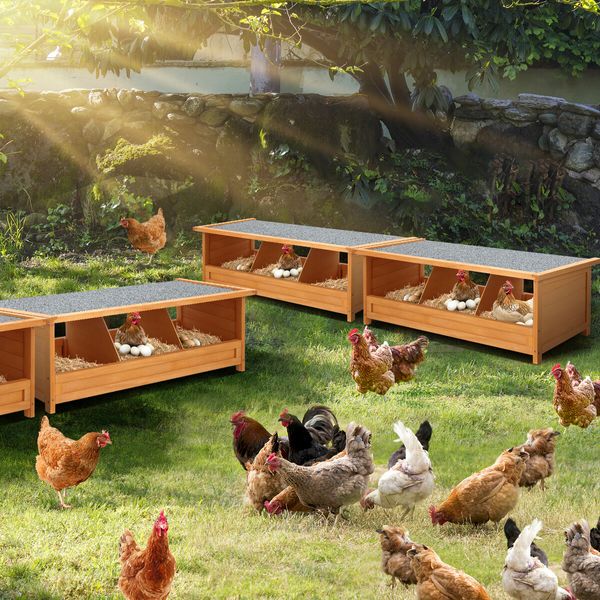 3 Hole Wooden Nesting Box Chicken House Hen Chook Laying Boxes Duck Poultry Egg Nest Brooder Coop Breeding Hatch Roost Perch Waterproof Lid