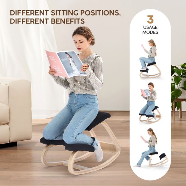 Ergonomic Kneeling Chair Office Home Desk Rocking Stool Comfortable Computer Better Posture Angled Knee Support Seat