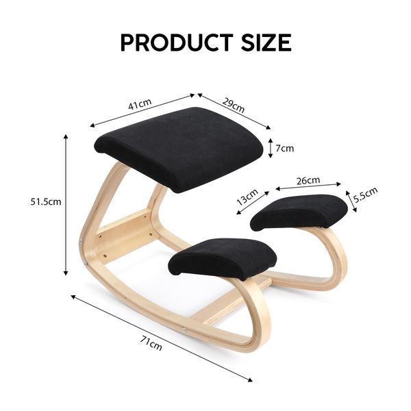 Ergonomic Kneeling Chair Office Home Desk Rocking Stool Comfortable Computer Better Posture Angled Knee Support Seat