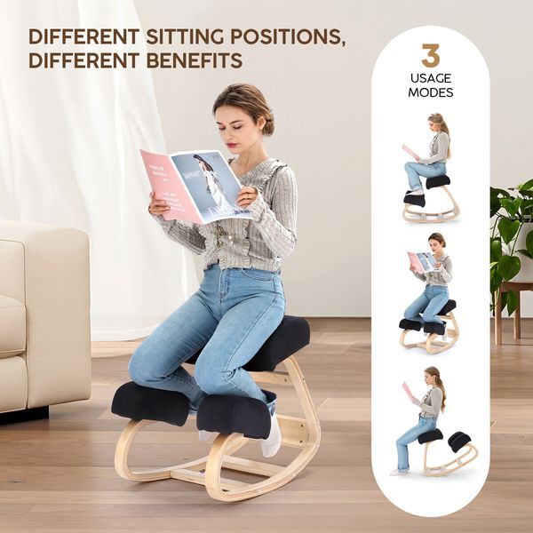 Ergonomic Kneeling Chair Desk Rocking Stool Home Office Computer Knee Support Comfortable Better Posture Angled Seat