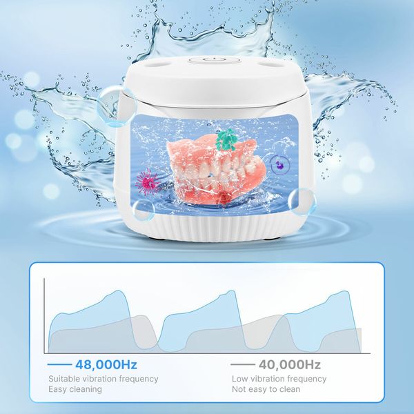 Maxkon Ultrasonic UV Cleaner Denture Retainer Aligner Jewellery Cleanser Dental Appliance Cleaning Machine for Whitening Tray Mouth Guard Makeup Brush