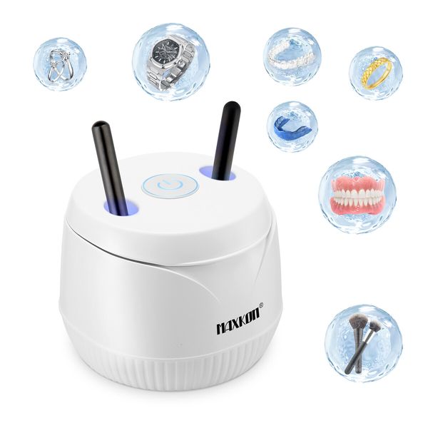 Maxkon Ultrasonic UV Cleaner Denture Retainer Aligner Jewellery Cleanser Dental Appliance Cleaning Machine for Whitening Tray Mouth Guard Makeup Brush