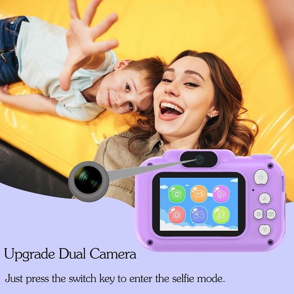 Kids Selfie Camera,Christmas Birthday Gifts for Kids,1080P HD Digital Video Cameras, with 32GB SD Card (Purple)