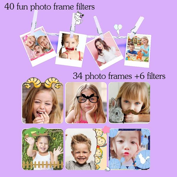 Kids Selfie Camera,Christmas Birthday Gifts for Kids,1080P HD Digital Video Cameras, with 32GB SD Card (Purple)