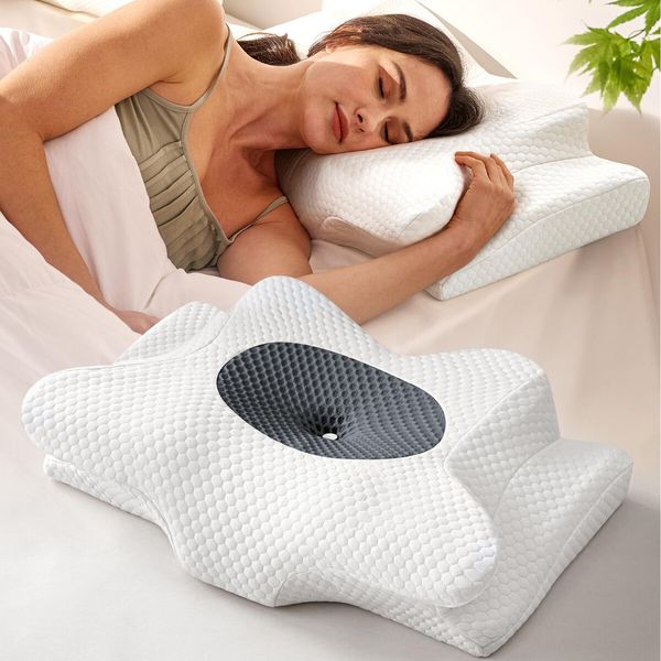 Cervical Neck Pillow for Sleeping,Ergonomic Side Sleeper Pillow,Cooling Orthopedic Pillow for Neck Relief Support,Memory Foam Pillows Back Stomach Sleepers