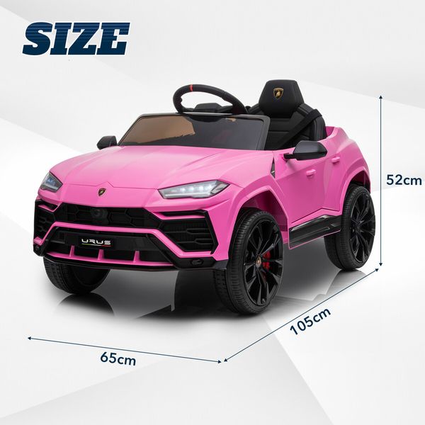 Kids Electric RC Car Ride On Toy Parental Remote Control Pedal 12V Off Road Vehicle Lamborghini Urus Licensed Pink with MP3 Light Bluetooth