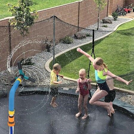 Trampoline Sprinkler Kids Summer Fun Outdoor Backyard Water Park Cool Down Rotating Water Sprinkler Kids Play Trampoline Accessories Sprinklers Yard Large