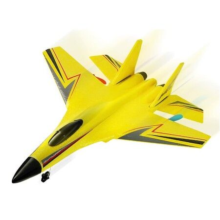 Gravity Gliders Airplane with Lights,Upgrade RC Plane Remote Control Glider Airplanes 2.4 GHZ 2 Channels,Anti-Collision Silicone Nose RC Plane (Yellow)