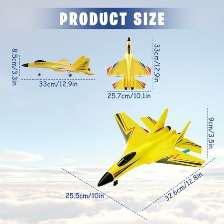 Gravity Gliders Airplane with Lights,Upgrade RC Plane Remote Control Glider Airplanes 2.4 GHZ 2 Channels,Anti-Collision Silicone Nose RC Plane (Yellow)