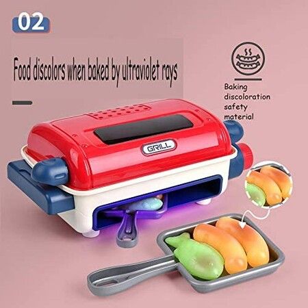 Cooking Toy Set Spray BBQ Lights Music   Food Kids Pretend Play Set Toy Grill Set Little Chef Play Grill Playset Interactive BBQ Toy Set