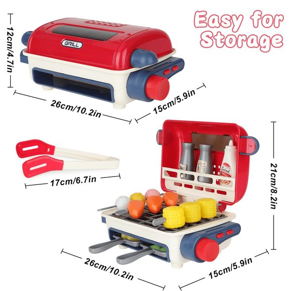 Cooking Toy Set Spray BBQ Lights Music   Food Kids Pretend Play Set Toy Grill Set Little Chef Play Grill Playset Interactive BBQ Toy Set