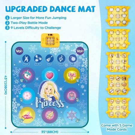 Dance Game Toy for 3-12 Year Old Kids Girls, Dance Pad with Bluetooth,9 Challenge Game Modes, Double PK Mode,Built-in Music, Christmas & Birthday Gift