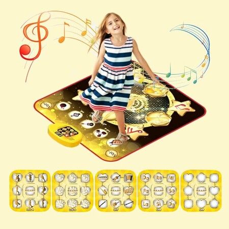 Electronic Dance Pad Multifunctional Piano Game Pad, Music Stepping Dance Mat Anti-Slip Christmas Birthday Toy 5 Game Modes 9 Difficulty Levels