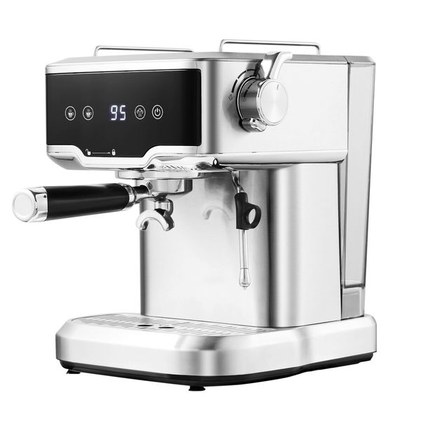 Espresso Coffee Machine 20 Bar Stainless Steel Portable Latte Cappuccino Maker 2L Home Office Cafe Milk Frother Preheating Temp Time Display Maxkon