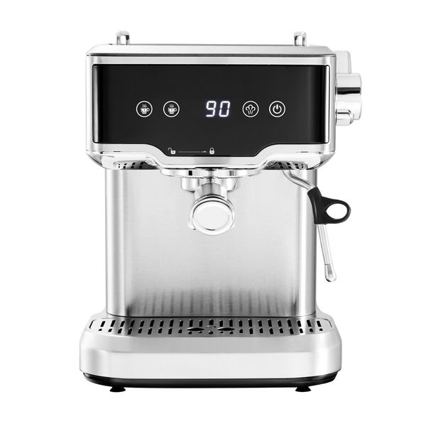 Espresso Coffee Machine 20 Bar Stainless Steel Portable Latte Cappuccino Maker 2L Home Office Cafe Milk Frother Preheating Temp Time Display Maxkon