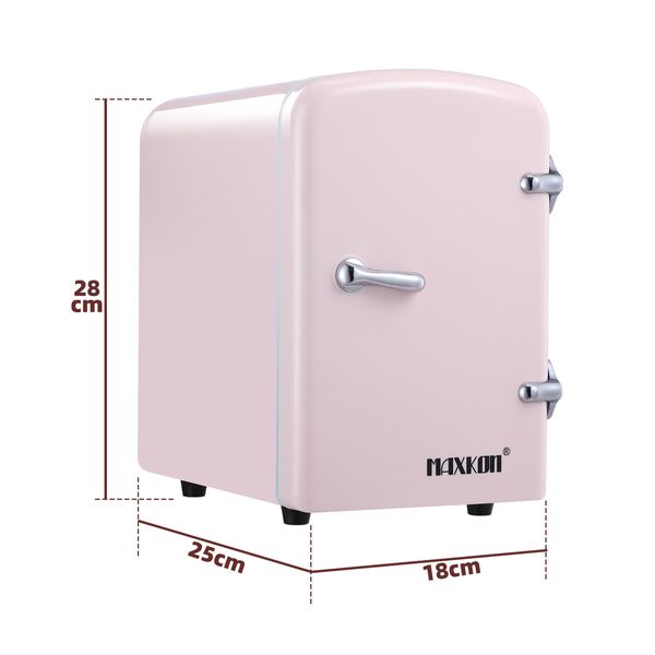 Maxkon 2in1 Mini Fridge Cooler Warmer 12V Home Car Refrigerator Small Portable for Drinks Bar Beauty Bedroom Makeup Skincare Cosmetic 4L Pink