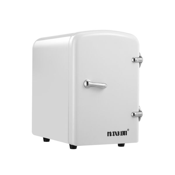 Maxkon 4L Mini Fridge Home Travel 12V Portable Small Personal Car Refrigerator Cooler Warmer for Food Drink Skincare Cosmetics Medication White