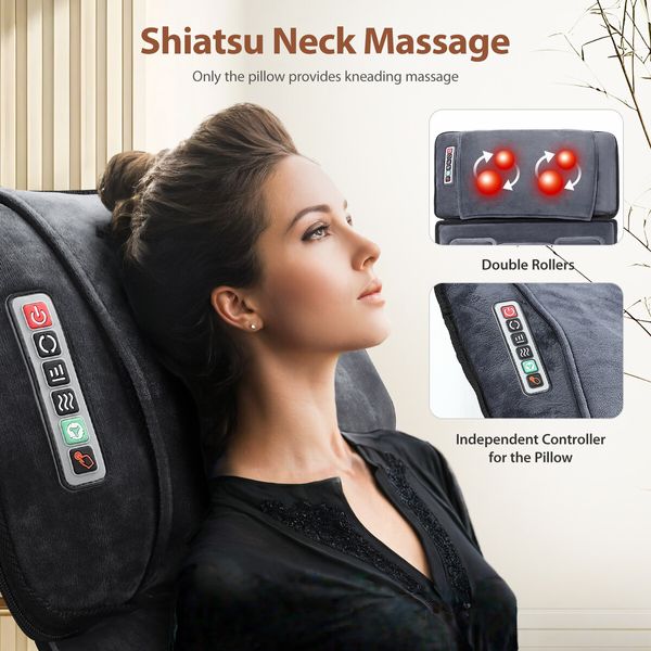 HOMASA Heated Massage Mat Full Body Vibration Electric Heating Pad Shiatsu Neck Shoulder Leg Massager 10 Motors Chair Car Seat Cushion