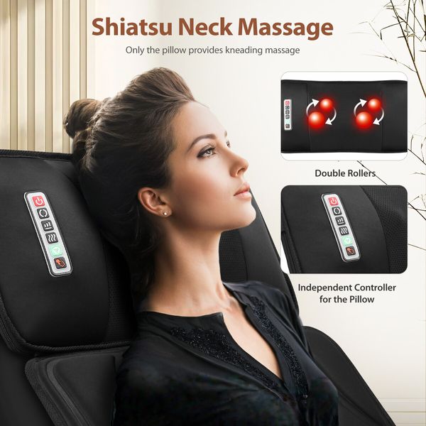 HOMASA Full Body Massage Mat Pillow Electric Heating Pad Neck Shoulder Back Hip Leg Massager Shiatsu Relax 10 Vibration Motors Chair Car Seat Cushion