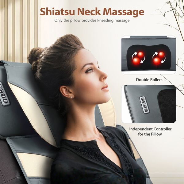 HOMASA Full Body Massage Mat Heated Shiatsu Neck Massager Shoulder Back Lumbar Traction Hip Leg Relax Stretch Airbags Vibration Motors