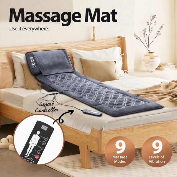 HOMASA Heated Massage Mat Full Body Shiatsu Vibration Lumbar Support Heating Neck Back Foot Massager Electric Recliner Chair Seat Cushion 10 Motors