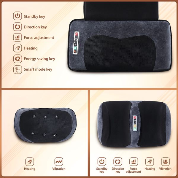 HOMASA Heated Massage Mat Full Body Shiatsu Vibration Lumbar Support Heating Neck Back Foot Massager Electric Recliner Chair Seat Cushion 10 Motors