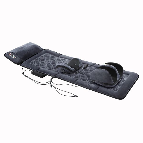 HOMASA Heated Massage Mat Full Body Shiatsu Vibration Lumbar Support Heating Neck Back Foot Massager Electric Recliner Chair Seat Cushion 10 Motors