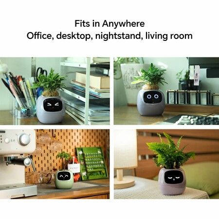 Smart Pet Planter Robot Guidance on Plant Care with Emoji,Adorable Plant Companion with Rich Gesture Interaction,Neat Desk Setup Gift (Yellow)