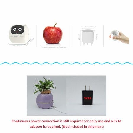 Smart Pet Planter Robot Guidance on Plant Care with Emoji,Adorable Plant Companion with Rich Gesture Interaction,Neat Desk Setup Gift (White)