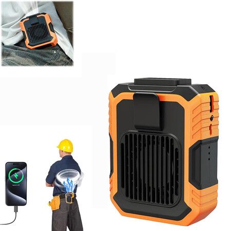 Cool Clip Fan Under Shirt, 5 Kinds Portable Multifunctional Waist Fan, 3 Speeds Wearable Belt Fan Necklace Fan, Orange