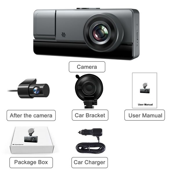 3 Channel WiFi Dash Cam Front and Rear Inside, 4K+1080P+1080P Dash Camera for Cars Front and Rear 24H Parking Mode App Control