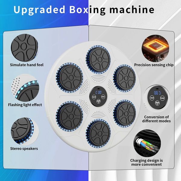 Music Boxing Machine Home Wall Mount Music Boxer,Electronic Smart Focus Agility Training Digital Boxing Wall Target Punching Pads